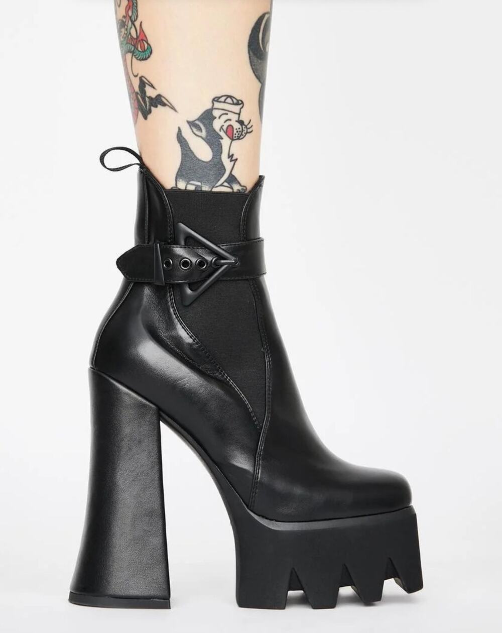 Dolls Kill Lamoda Platform Booties Black Lug Sole Buckle Strap Ankle Boots 8M